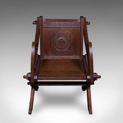 Fauteuil ancien de Glastonbury portant une inscription, anglais, en chêne, fauteuil gothique, de style victorien