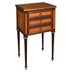 Antique Nightstand, French Walnut, Bedside Drawers, Louis XVI Revival, Victorian