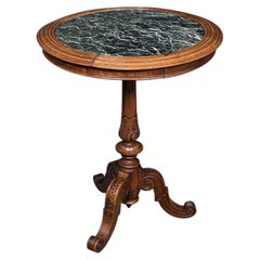 Antique Decanter Table, English, Walnut, Marble, Wine, Cocktail, High Victorian