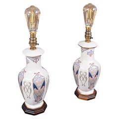 Pair of Vintage Liberty London Table Lamp Bases, English, Ianthe Pattern, Light