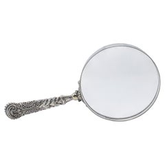 Loupe de lecture ancienne, anglaise, plaquée argent, accessoire de bibliothèque, époque victorienne