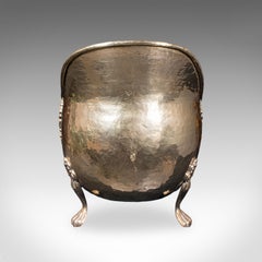 Antique Fireside Coal Bucket, English, Brass, Fireplace Scuttle, Keeper, Regency