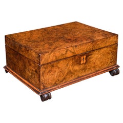 Antique Keepsake Case, English, Burr Walnut, Jewellery, Organiser Box, Victorian