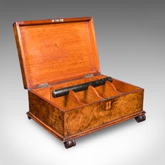 Antique Keepsake Case, English, Burr Walnut, Jewellery, Organiser Box, Victorian