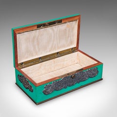 Cajita antigua para recuerdos, inglesa, chapada en plata, joyero, época eduardiana, 1910