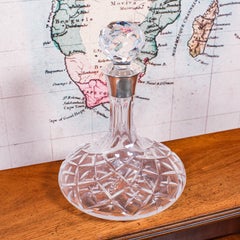 Vintage-Weinkaraffe für vollmundige Weine, englisch, geschliffenes Glas, punziertes Silber, Rioja