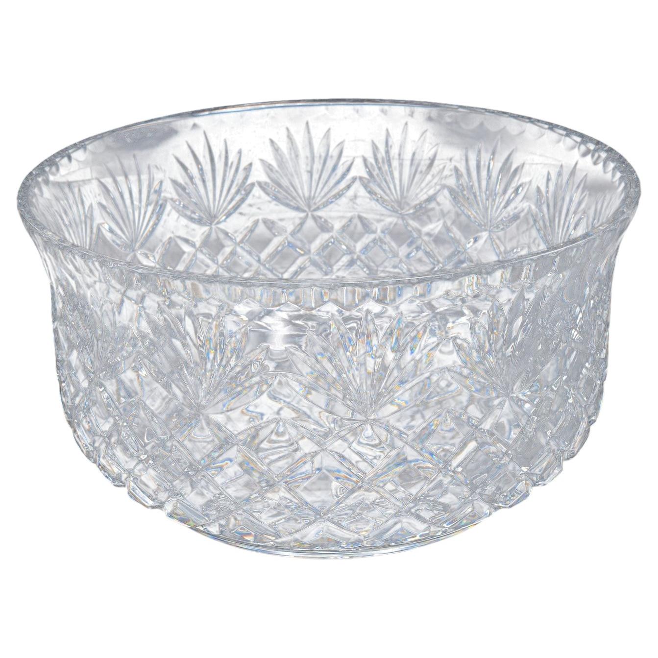 Vintage Punch Bowl, English, Crystal Glass, Serving, Fruit Dish, Mid Century