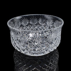 Vintage Punch Bowl, English, Crystal Glass, Serving, Fruit Dish, Mid Century