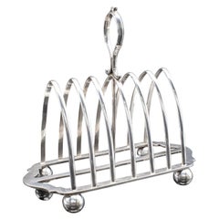 Antiker Toastständer, englisch, versilbert, Frühstückstischständer, edwardianisch