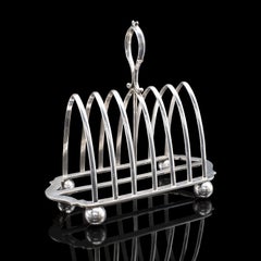 Antique Toast Rack, English, Silver Plated, Breakfast Table Stand, Edwardian