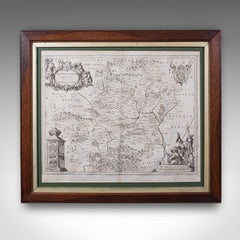 Antique County Map, Hertfordshire, Dutch, Framed Cartography, Blaeu, Carolean