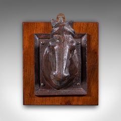 Antique Mounted Horse Bust, English, Iron, Coat Hook, Equestrian Tack, Edwardian