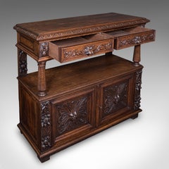 Grand buffet ancien, écossais, en chêne, buffet de service, buffet d'appoint, style gothique, victorien