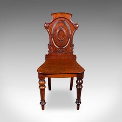 Antique Shield Back Hall Chair, Scottish, Walnut Reception Seat, Side, Victorian