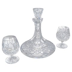 Vintage Ships Decanter & Glass Duo, English, Crystal Glass, Brandy, Rum, Whiskey