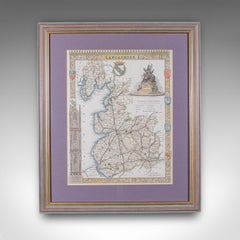 Antique County Map of Lancashire, English, Framed Cartography, Moule, Victorian