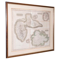 Large Antique Caribbean Map, Guadeloupe, Antigua, Scottish, Framed, Georgian