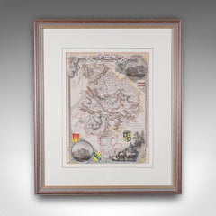 Antique County Map, Huntingdonshire, English, Framed, Moule, Atlas, Victorian