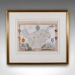 Antique Cheshire County Map, English, Atlas Reproduction, Moule, Victorian, 1900