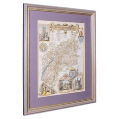 Antique County Map, Gloucestershire, English, Framed, Thomas Moule, Victorian