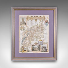 Antique County Map, Gloucestershire, English, Framed, Thomas Moule, Victorian