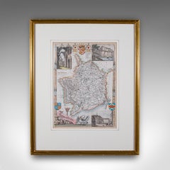 Antique County Map, Monmouthshire, English Framed Print, Thomas Moule, Victorian