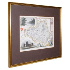 Antique Map of County Durham, English, Framed, After Moule, Victorian, C.1900
