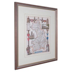 Vintage Cambridgeshire County Map, English, Framed, After Thomas Moule, Revival