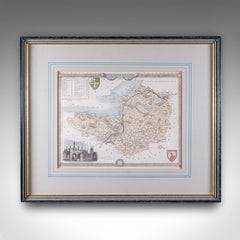 Vintage Somerset County Map, English, Framed Cartography, After Thomas Moule