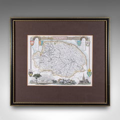 Vintage Norfolk County Map, English, Framed, Cartography, After Thomas Moule