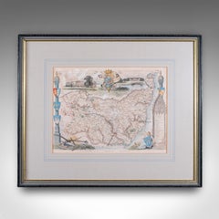 Vintage County Map, Suffolk, English, Framed, Cartography, After Thomas Moule