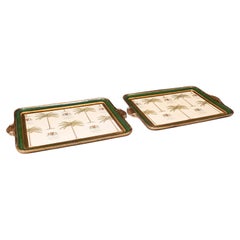 Pair of Vintage Florentine Serving Trays, Italianate Afternoon Tea Platter, 1970