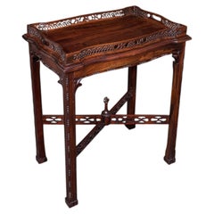 Vintage Chippendale Revival Tray Table, English, Serving Stand, Afternoon Tea