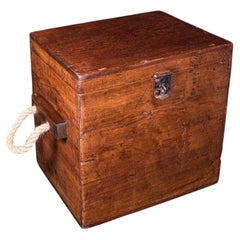 Antique Maritime Decanter Box, English, Walnut, Rum, Whiskey Storage, Georgian