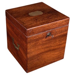 Antique Four Decanter Storage Box, English, Bottle Case, Bramah Lock, Georgian
