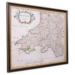 Antique South Wales Map, English, Framed, Robert Morden Cartography, Circa 1720