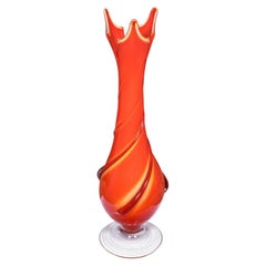 Vintage Murano Trumpet Vase, Italian, Art Glass, Display, Mid Century Modern