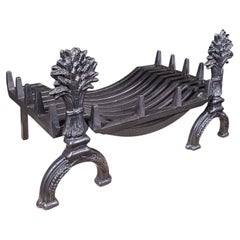 Antique Country House Fireplace Set, English, Fire Basket, Andirons, Victorian
