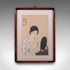 Antique Figural Woodblock Print, Japanese Art, Framed, Meiji, Yoshu Chikanobu