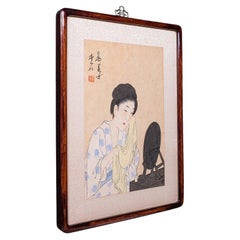 Antique Figural Woodblock Print, Japanese Art, Framed, Meiji, Yoshu Chikanobu
