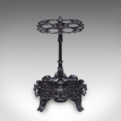 Antique Reception Hall Umbrella Stand, English, Cast Iron, Stick Loop, Victorian