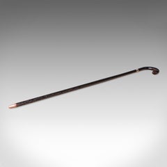 Vintage Gentleman's Walking Cane, English, Brass, Stick, Hallmarked Silver, 1935