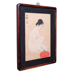 Vintage Figural Woodblock Print, Japanese, After Hashiguchi Goyo, Mid Century