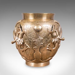 Urna antigua para flores, de estilo oriental, de bronce, con motivos de dragones, jarrón para ramilletes, de estilo victoriano, hacia 1900