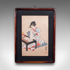 Antique Figural Woodblock Print, Japanese Art, Meiji, After Shoun, Edwardian