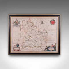 Antique Map of Breconshire, Dutch, Atlas Cartography, Joan Blaeu, Wales, C.1660
