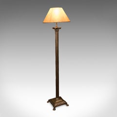 Vintage Standard Lamp, English, Brass, Room Light, Regency Revival, Mid Century