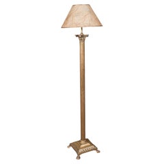 Vintage Standard Lamp, English, Brass, Room Light, Regency Revival, Mid Century