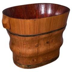Corbeille à papier ancienne, de style néerlandais, en cèdre et laiton, pour bureau à domicile, de la fin de l'époque victorienne