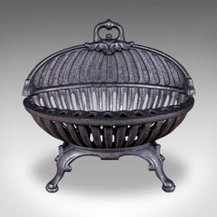 Cestello per il fuoco in stile Regency Revival d'epoca, inglese, in ferro, per caminetto, griglia, edoardiano